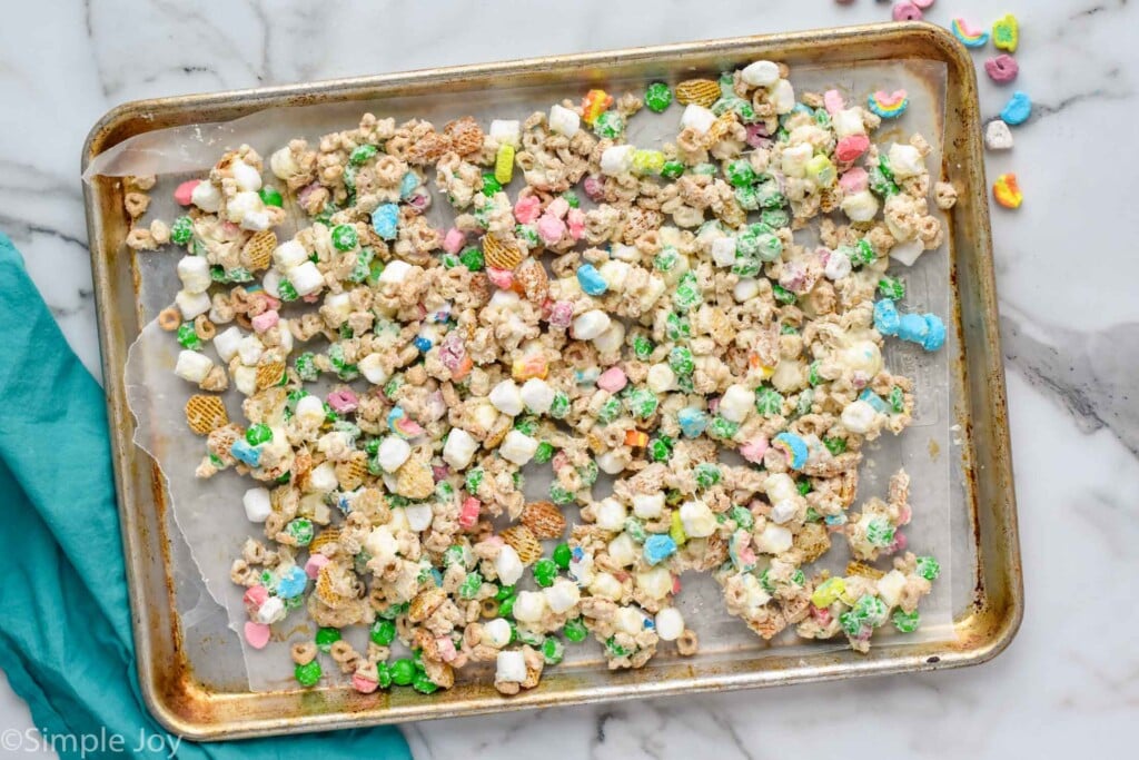 overhead photo of tray of leprechaun bait drying