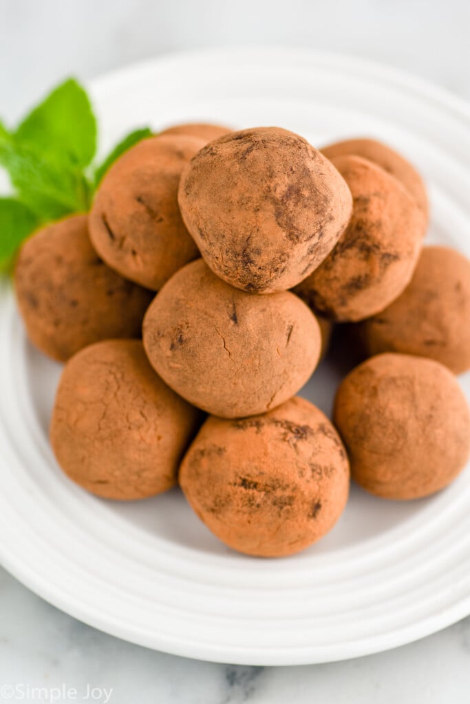 small plate full of chocolate truffles