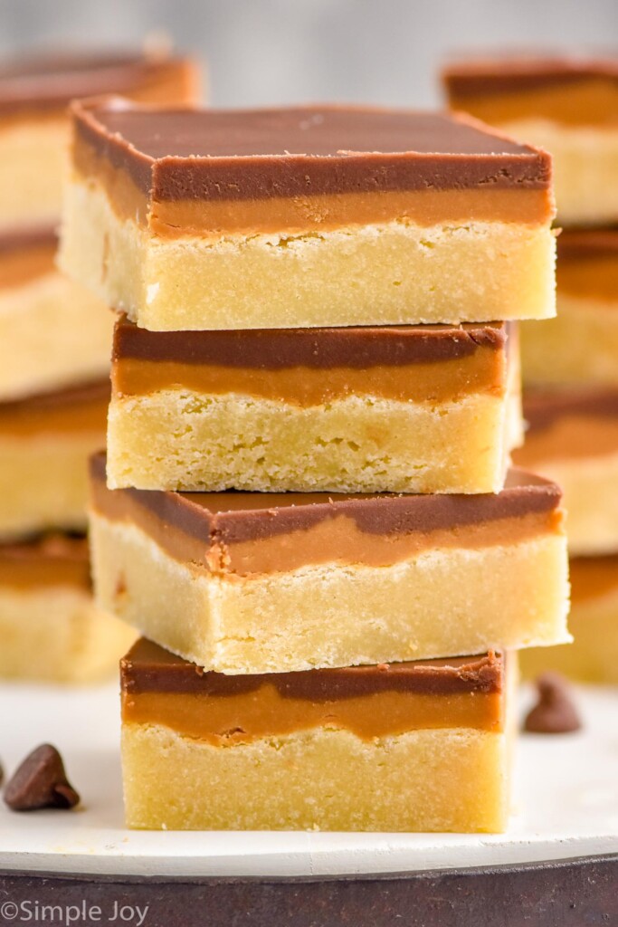 Close up photo of a stack of Cookie Butter Bars.