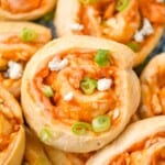 overhead close up of a buffalo chicken pinwheel - 17
