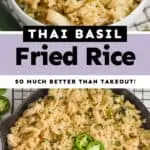 collage of photos of Thai Basil Fried Rice