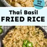 collage of photos of Thai Basil Fried Rice