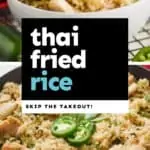 collage of photos of Thai Basil Fried Rice