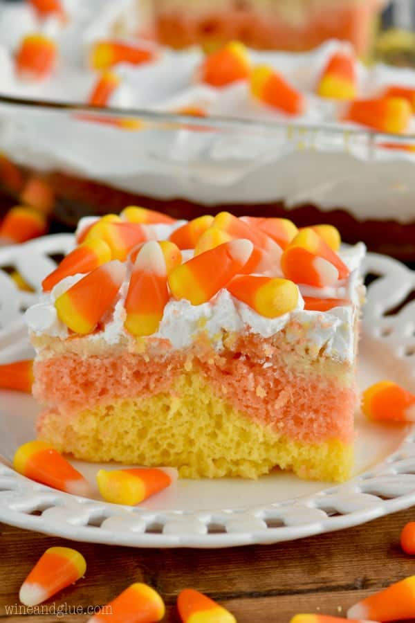 Candy Corn Poke Cake Recipe: A Halloween Treat | Wine and Glue