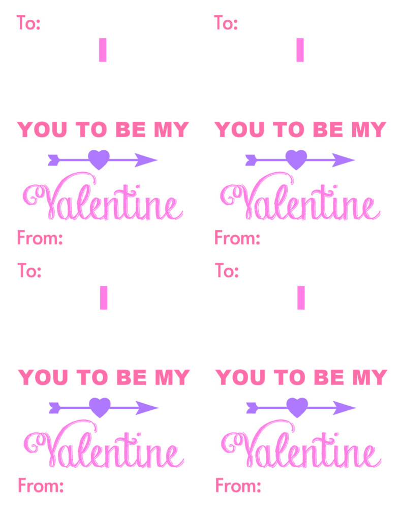 pdf of four valentines that say " you to be my valentine from to" with a space to attach a stick on a mustache