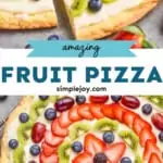 pinterest graphic of fruit pizza dessert