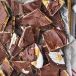 close up of s'mores chocolate bark on a tray - 13