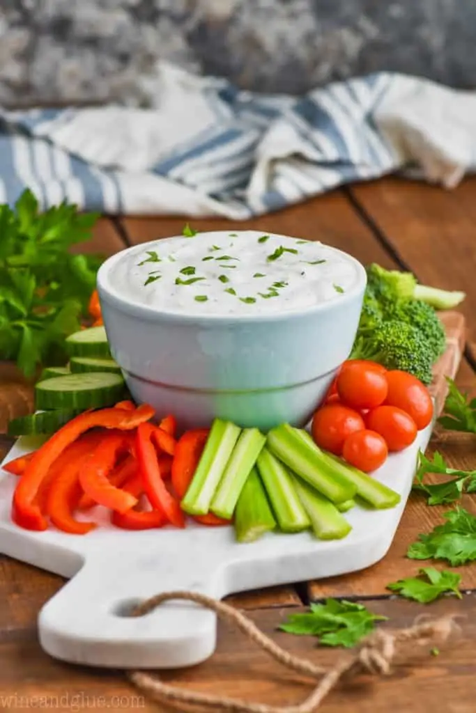 side view of vegetables and dip recipe