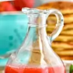 pinterest graphic of small bottle strawberry syrup recipe