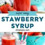 pinterest graphic of strawberry syrup