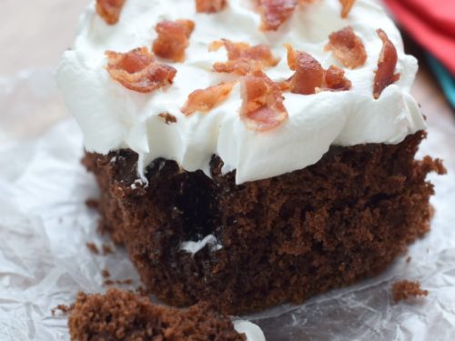 Chocolate Bacon Poke Cake - Simple Joy