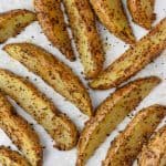 pan of baked potato wedges