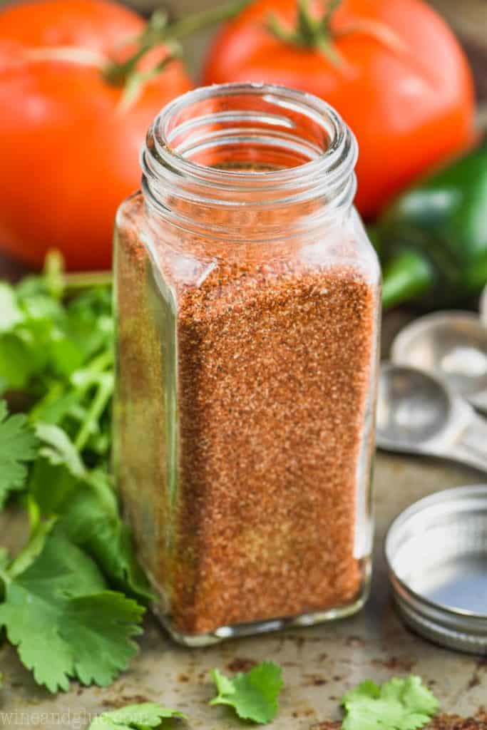 bottle of spice jar with homemade taco seasoning
