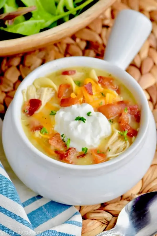 When life gets crazy, make this Crock Pot Chicken Bacon Ranch Soup! This soup takes so ten minutes to prepare!