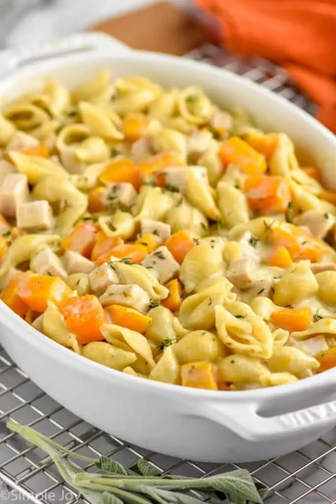 side view of a turkey butternut squash casserole