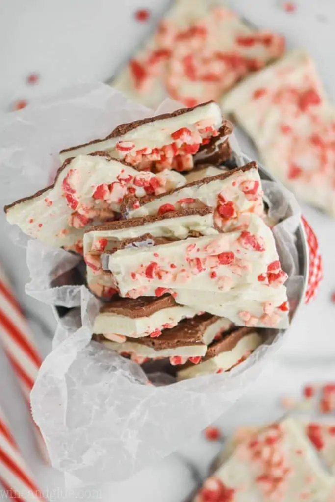 overhead view of peppermint chocolate recipe