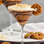 Photo of Samoa Martinis garnished with Samoa cookies. - 9