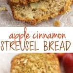 This Apple Cinnamon Streusel Bread is delicious and will make your house smell like a dream!