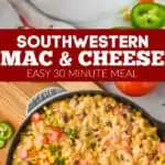 collage of photos of southwestern macaroni and cheese