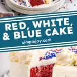 pinterest graphic of Red, White, and Blue Cake