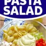 Pinterest graphic of crab pasta salad