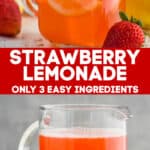 collage of photos of strawberry lemonade