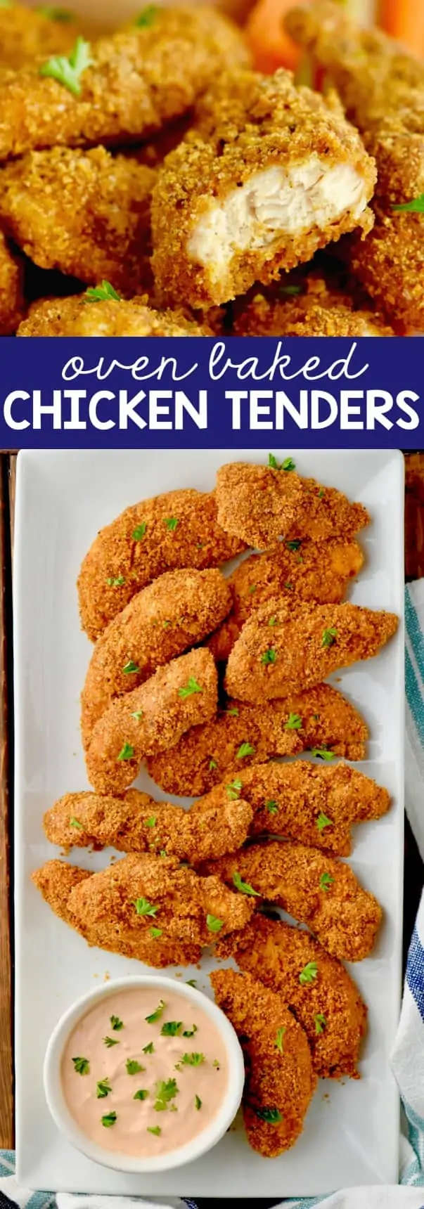 collage of photos of oven baked chicken tenders