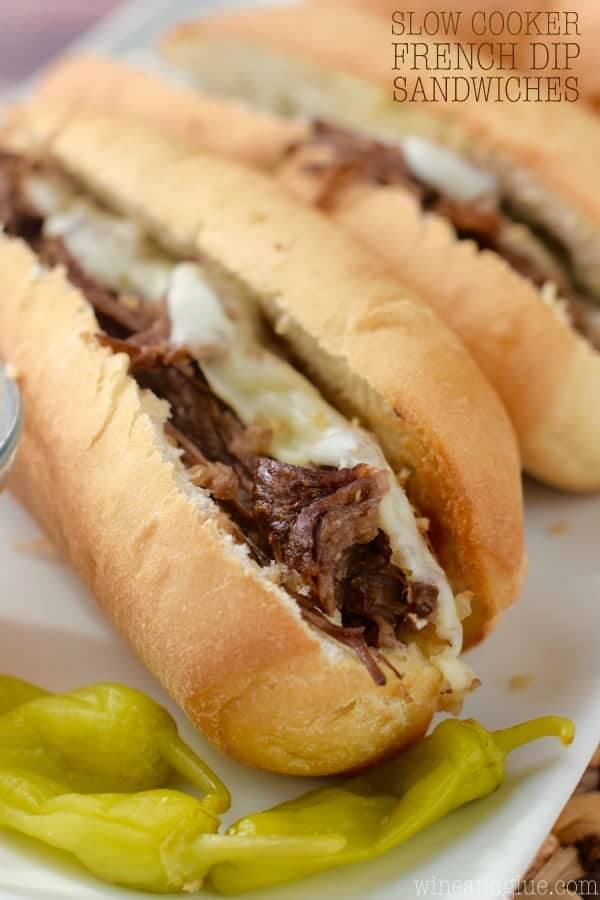 This French Dip Sandwich recipe is made in the slow cooker and are easy and packed with flavor! Perfect for an easy weeknight meal or to feed a crowd.