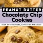 collage of photos of peanut butter chocolate chip cookies