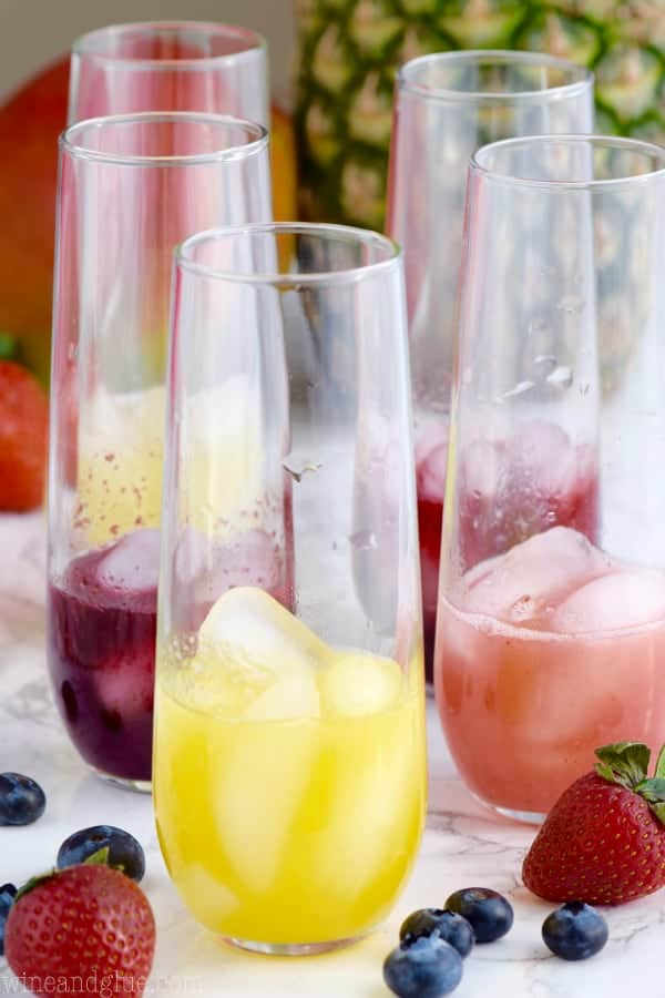 Some ice was added into the glasses with the syrup flavoring. 