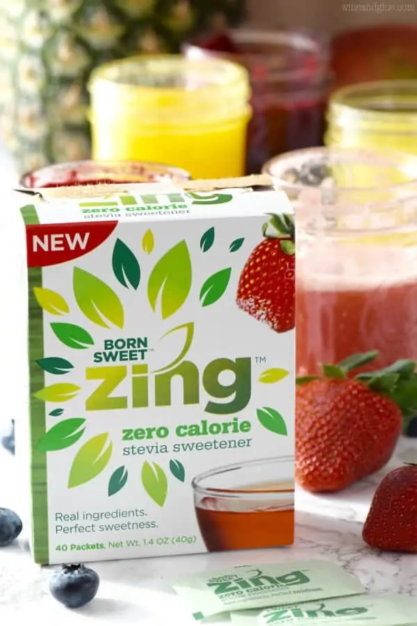 A box of Born Sweet Zing's zero calorie stevia sweetener. 