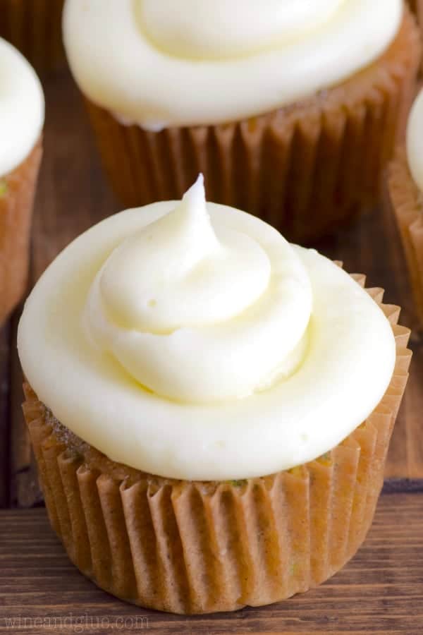 The Zucchini Cupcake is frosted with a fluffy and creamy Cream Cheese Frosting. 