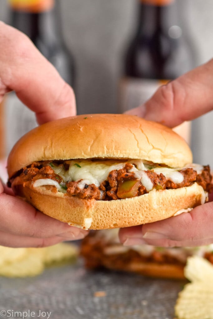 Close up photo of Italian Sloppy Joe sandwich.