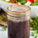 a mason jar containing balsamic dressing - 8