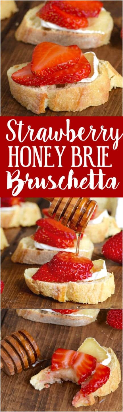These Honey, Strawberry & Brie Bruschetta are made with just four ingredients in about 10 minutes! So easy and perfect for parties!