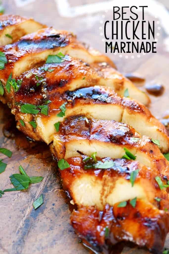 The Best Chicken Marinade has a glaze sheen with grill marks. 