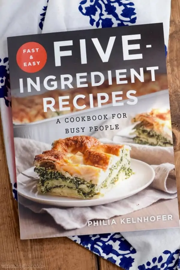 An overhead photo of the book Five Ingredient Recipes by Philia Kelnhofer