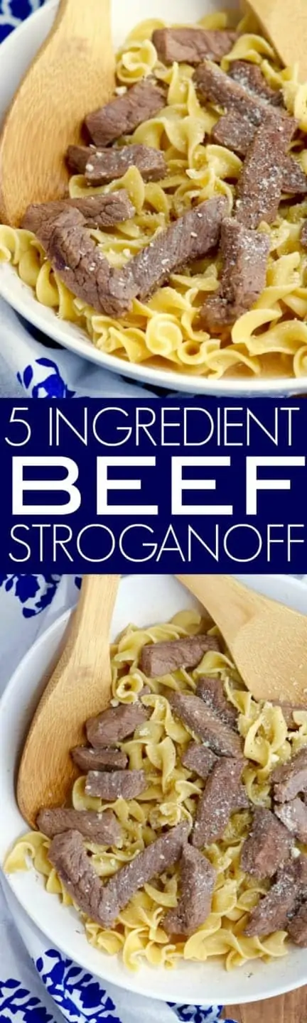 The Five Ingredient Beef Stroganoff is topped with parmesan cheese. 