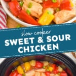 pinterest graphic of pictures of sweet and sour chicken