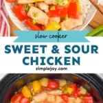 pinterest graphic of pictures of sweet and sour chicken