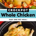 collage of photos of crockpot whole chicken