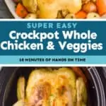 collage of photos of crockpot whole chicken