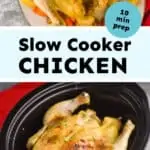 collage of photos of crockpot whole chicken