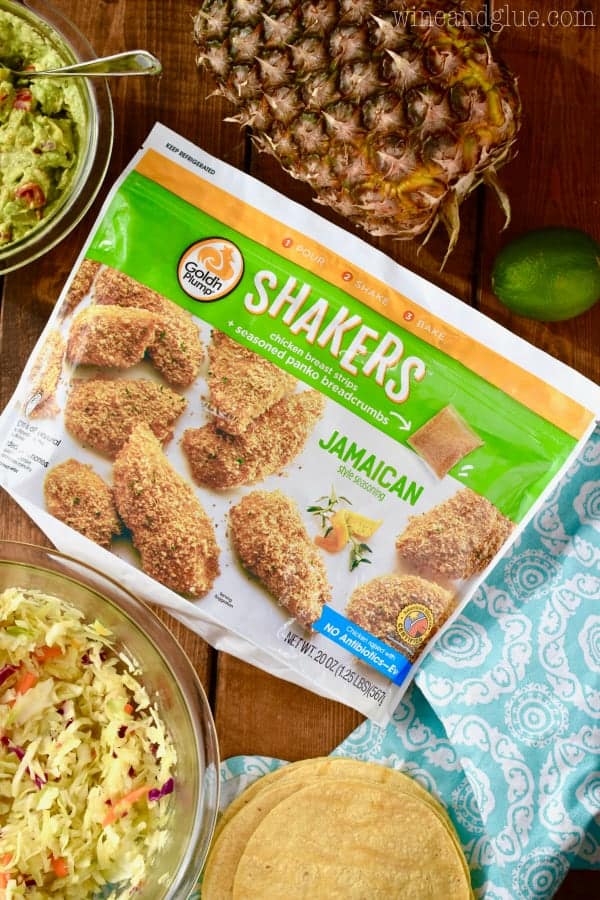 An overhead photo of the Shakers' Jamaican Chicken