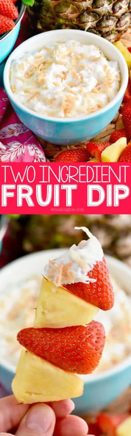 This Two Ingredient Fruit Dip is so easy to put together and full of delicious flavor! It's perfect for entertaining and psssssst, it's light too!