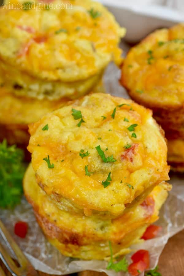 The Cheese and Sausage Egg Muffin are stacked on top of each other. 