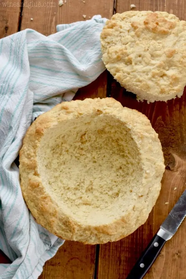 The Beer Bread Dip Bowl has a little pocket carved out preserving the top of the bread