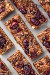 overhead picture of several homemade granola bars