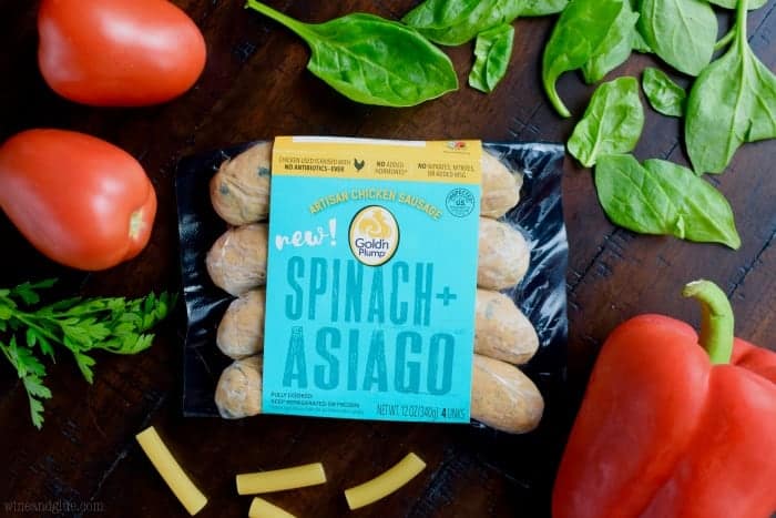 A photo of Goldin Plump Spinach + Asiago Sausage. 