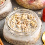 a small mason jar full of overnight oats recipe